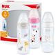 NUK First Choice+ Babyflasche im Set | 0–6 Monate | Temperature Control Anzeige | 300 ml | Anti-Colic-Ventil | BPA-frei | Trinksauger aus Silikon | 3 Stück | rosa Giraffe