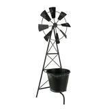 Rosalind Wheeler Garden Windmill Planter Box Metal in Green | 23.5 H x 9.5 W x 5.75 D in | Wayfair 0093D34E31314077A49155E40DA0C2C7