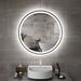 Ivy Bronx Balig Round Black Illuminated Dimmable LED Anti Fog Mirror Bathroom Vanity Mirror w/ Motion Sensing Metal | 32 H x 32 W x 4 D in | Wayfair