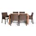 Lark Manor™ Aramanta Rectangular 6 - Person 60 Long Outdoor Dining Set w/ Cushions Wood/Teak in Brown/White | 31 H x 60 W x 43 D in | Wayfair