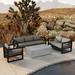 AllModern Smith 4 Piece Sunbrella Sofa Seating Group w/ Cushions Metal in Gray/Black | 33 H x 84.25 W x 32 D in | Outdoor Furniture | Wayfair