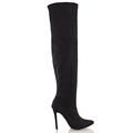 Womens Over The Knee Thigh High Stiletto Heel Ladies Stretch Calf Boots Size 3-8 (UK 7 / EU 40 / US 9, Black Faux Suede)