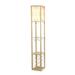 Simple Designs Floor Lamp Etagere Organizer Storage Shelf and Wine Rack with Linen Shade - 10.14 x 10.14 x 62.75 (L x W x H)