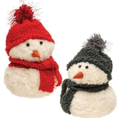 Sm Sitting Snowman w/Hat & Scarf 2 Asstd. - 5"D x 5"W x 9"H