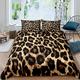 Homemissing Leopard Duvet Cover Set Safari Cheetah Bedding & Linen Set Africa Animal Bedding Set for Girls Boys Kids Black and Brown Leopard Bedding & Linen Super King