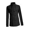 LONMEI Men Stylish Jacket - Double Breasted Pea Coat Long Jacket Slim Fit Long Sleeve Casual Lightweight Jacket Parka Trench Coats, Black, UK XS=Tag M