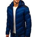 FDGH Mens Quilted Padded Hooded Puffer Jacket Winter Insulated Bubble Coat, Men's Down Jacket Winter Warm Coat Lightweight Insulated Pufer Water Resistant Padded Coat Packable (Navy, XXL)