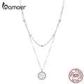 Bamoer – collier Double couche avec pendentif en argent Sterling 925 pour femmes chaîne de cou