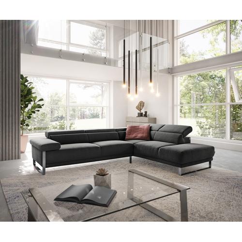 W.Schillig Ecksofa Floyd 300x230 Schwarz Ottomane rechts Kopfteilverstellung by W. Schillig, Ecksofas