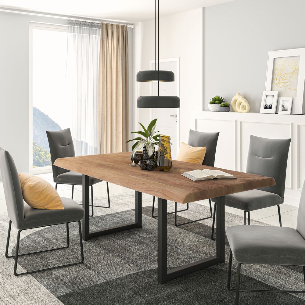 SIT »56er« Massivholz Esstisch Baumkante Akazie / 200x100 cm / Eisen natur Image