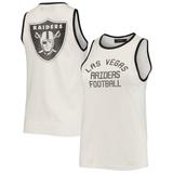 Women's Junk Food White/Black Las Vegas Raiders Throwback Pop Binding Scoop Neck Tank Top