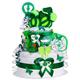 MomsStory Nappy Cake Neutral Baby Gift for Birth Christening Baby Shower 2 Tier (Green) Baby Boy and Baby Girl (Unisex) with Baby Shoes Bib Dummy & More