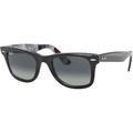 Ray-Ban RB2140 Original Wayfarer Sunglasses Black On Chevron Grey Frame Burgundy Lens 50 RB2140-13183A-50