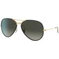 Ray-Ban Aviator RB3025JM Sunglasses Black On Legend Gold 62 RB3025JM-919671-62