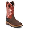 Justin Original Workboots Roughneck 12" WP Square Steel Toe - Mens 9.5 Brown Boot E2