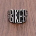 Bague punk SION L en acier inoxydable livraison gratuite argent document noir biker lettre