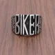 Bague punk SION L en acier inoxydable livraison gratuite argent document noir biker lettre