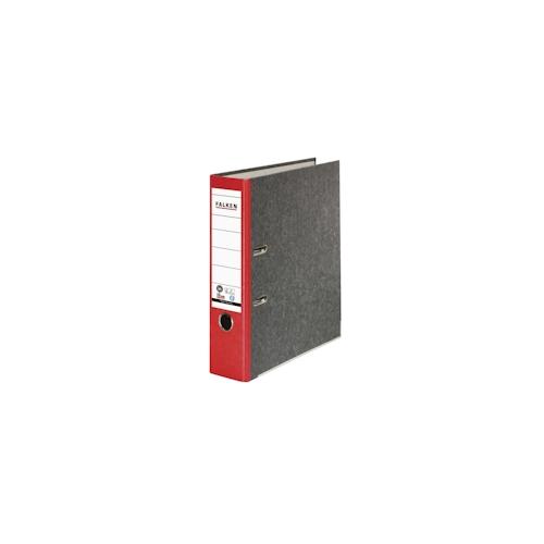 Falken 80024516 20x Recycling-Wolkenmarmor-Ordner A4, farbiger Rücken 80mm – Grau – Rücken rot