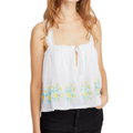 Free People Tops | Free People Size Large Golden Hour Tank Blouse Embroidered Blue White Combo | Color: White | Size: L