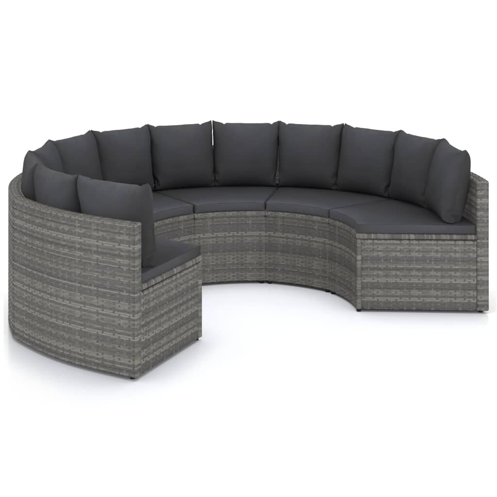 vidaXL 6-tlg. Garten-Sofagarnitur mit Auflagen Poly Rattan Grau Image
