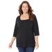 Plus Size Women's Ultra-Soft Square-Neck Tee by Catherines in Black (Size 6X)