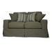 Eider & Ivory™ Gauvin 62" Cotton Square Arm Slipcovered Loveseat w/ Reversible Cushions Cotton in Green | 36 H x 62 W x 38 D in | Wayfair