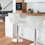 Orren Ellis Milorad Swivel Adjustable Height Stool Upholstered/Leather/Metal/Faux leather in White | 16.14 W x 17.71 D in | Wayfair