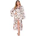 FEOYA Womens Plus Size Robes Ladies Silk Long Dressing Gown Kimono Bathrobe Womens Plus Size Long Robe for Women Wedding Girl's Bonding Party XL White