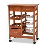 Crayton Modern & Contemporary Wood Kitchen Storage Cart in Oak Brown