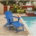 Classic Plastic Outdoor Patio Adirondack Chair with Footrest