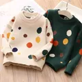 Pull tricoté à pois colorés pour enfants de 2 3 4 6 à 10 ans col rond pull d'hiver pour bébés