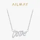 Ailmay-Collier en argent regardé 925 authentique avec pendentif lettre d'amour pour femme bijoux