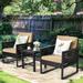 Gymax 3PCS Rattan Outdoor Bistro Set Patio Conversation Furniture Set - See Details