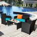 Costway 4PCS Patio Rattan Furniture Conversation Set Cushion Sofa - See details