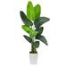 5.5' Travelers Palm Artificial Tree in White Metal Planter - Green/White