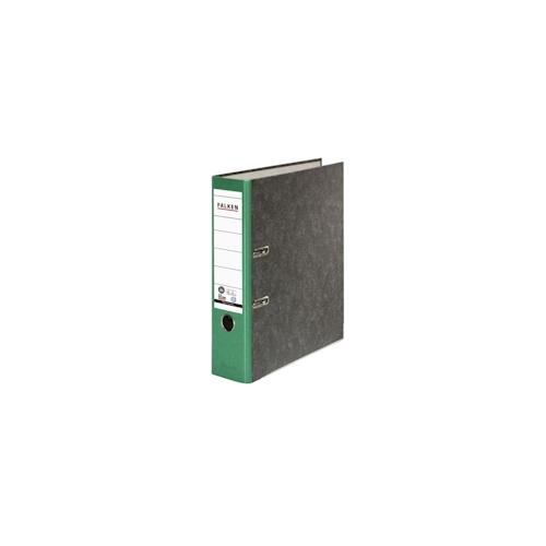 Falken 80024714 20x Recycling-Wolkenmarmor-Ordner A4, farbiger Rücken 80mm – Grau – Rücken grün