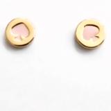 Kate Spade Jewelry | Kate Spade Spot The Spade Round Light Pink And Gold Stud Earrings | Color: Gold/Pink | Size: Os
