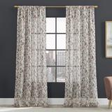 Scott Living Jessa Linen Blend Floral Semi-Sheer Rod Pocket Single Curtain Panel Linen in Pink | 96 H x 52 W in | Wayfair WF-2FUJ9U0