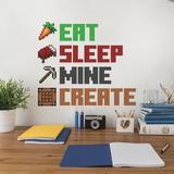 Room Mates Minecraft Eat Sleep Mine Create Peel & Stick Wall Decal Vinyl in Brown/Green/Red | 3.69 H x 3.92 W in | Wayfair RMK5007SCS