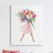 Stupell Industries Bursting Spring Flower Bouquet Pink Dress Woman Walking By Danhui Nai Canvas/Metal in White | 40 H x 30 W x 1.5 D in | Wayfair