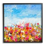Stupell Industries Bold Summer Blooming Flower Field Under Cloudy Sky By Jill Martin Wood in Brown | 12 H x 12 W x 1.5 D in | Wayfair