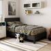 House of Hampton® Lisa Tufted Low Profile Platform Bed Upholstered/Faux leather in Black | 41.25 H x 75.5 W x 90 D in | Wayfair