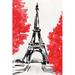 Red Barrel Studio® Day in Paris II by Annie Warren - Wrapped Canvas Painting Canvas in Black/Red/White | 12 H x 8 W x 1.25 D in | Wayfair