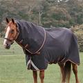 Rambo Supreme 1680D Turnout Blanket w/ Free Bag For Life - 72 - Medium (200g) - Black w/ Orange, Brown, & Tan Trim - Smartpak