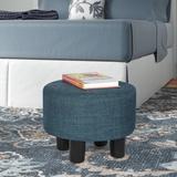 Adeco Round Ottoman Fabric Footrest Modern Padded Chair Footstool