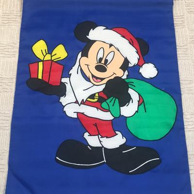 Disney Holiday | Disney Mickey Mouse Santa Holiday Large Yard Flag Outdoor Indoor Christmas Flag | Color: Blue/Red | Size: Os