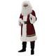 Adult Christmas Santa Claus Costume Set Plush Deluxe Fancy Dress Party Cosplay Outfit Cosplay Props Suit (Wine Red, L)