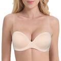Yihi Womens Strapless Clear Back Convertible Bra Invisible Strap Lightly Padded Full Figure Multiway Underwire Bras Plus Size - beige - 44D