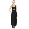 Diva London Maxi Sleeveless Little Black Dress V Neck Neckline Evening, Formal Grecian Black Evening Dress (M/L)