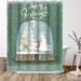 East Urban Home 71" x 74" Shower Curtain, Holiday Snow Globe Ii by PI Creative Art Polyester in Green | 71 H x 74 W in | Wayfair